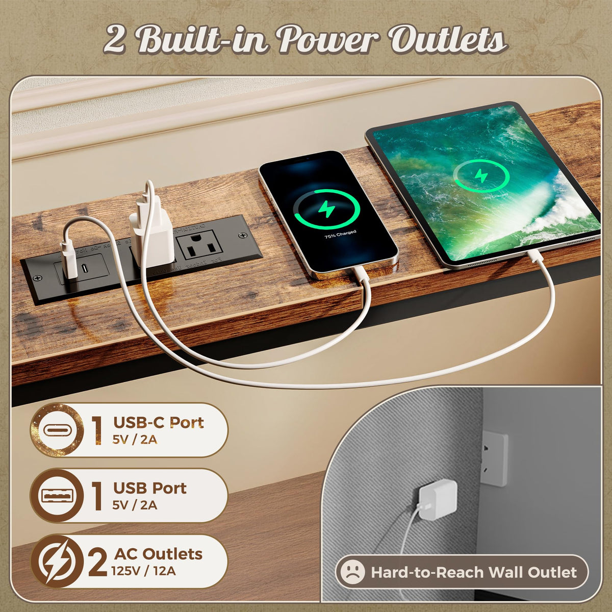 Narrow Console Table with Power Outlets & USB-C M836444
