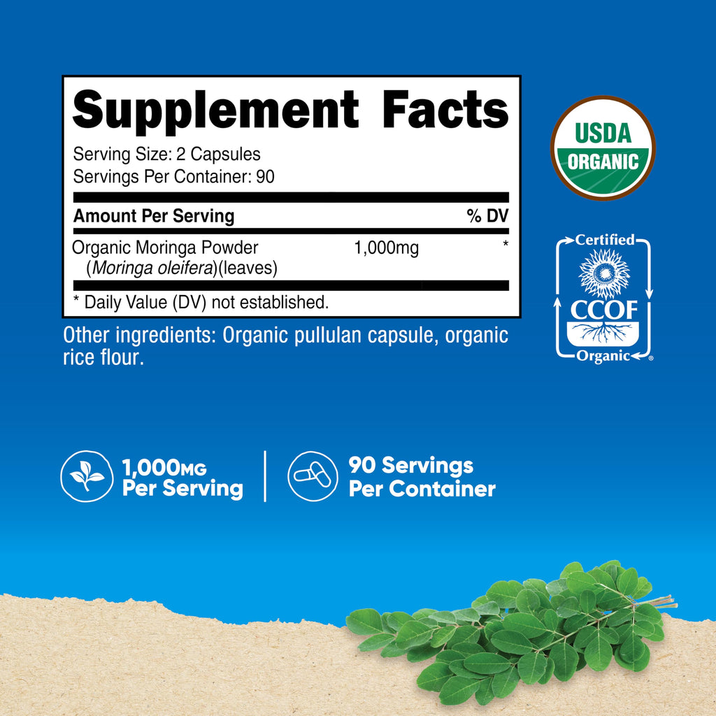 Moringa Capsules 500mg 180 Capsules Gluten Free W523953