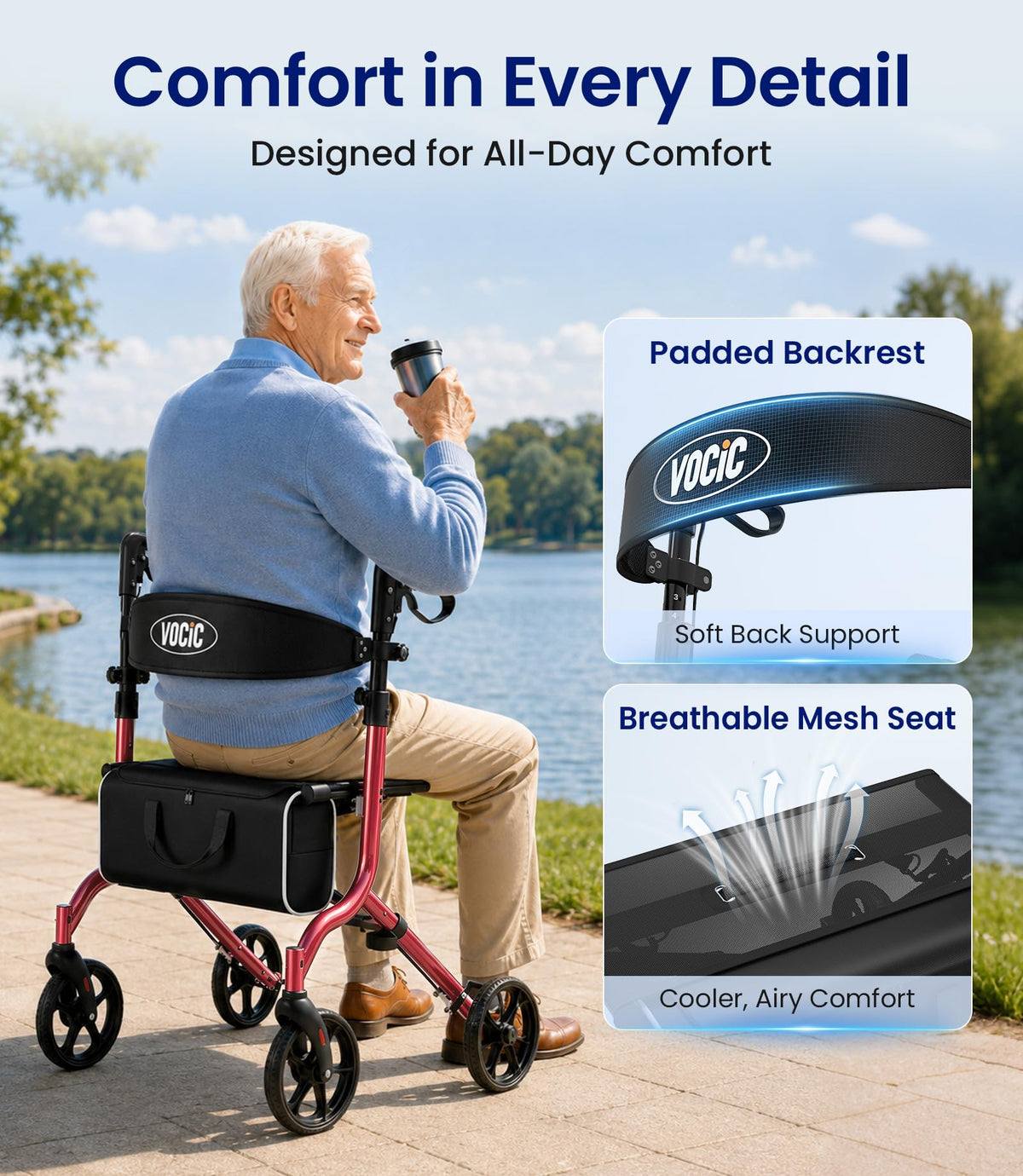 Ultralight Rollator Walker with Seat S57960