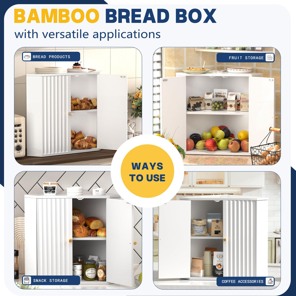 Large White Bamboo Bread Box U759802