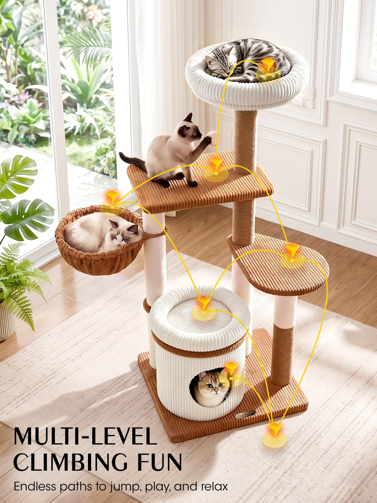 52" Corduroy Cat Tree Tower K9893