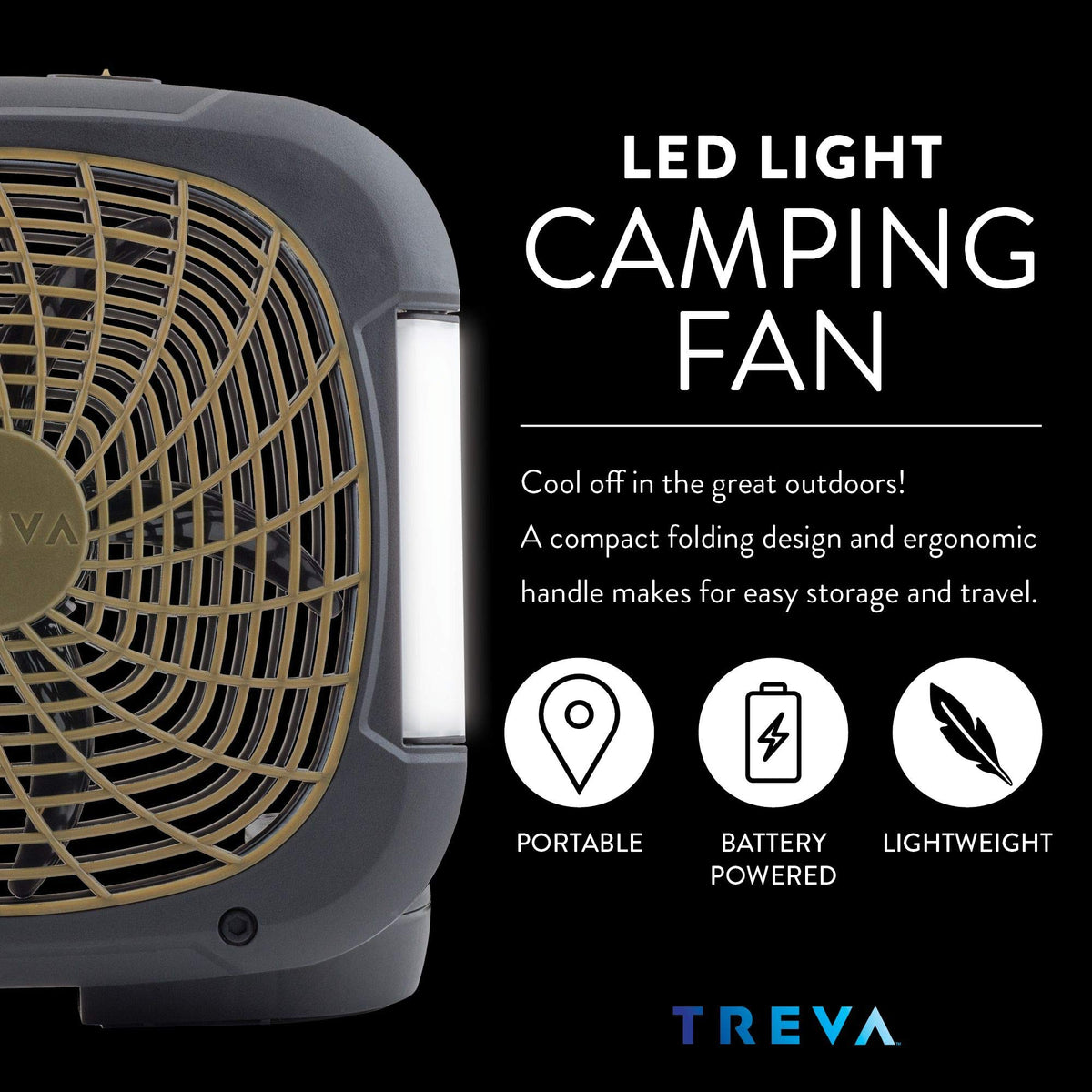 10 in Portable Fan with LED Lights P5101