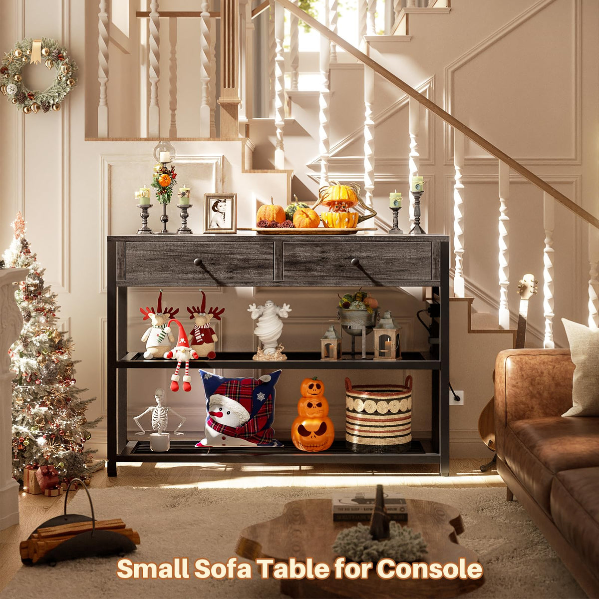 32" Entryway Table with Outlets and Drawers E621668