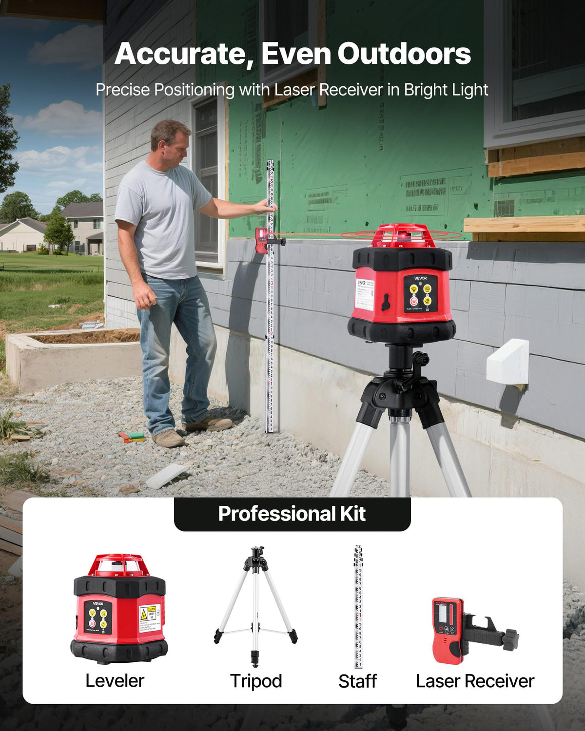 360-Degree Self Leveling Rotary Laser Level Kit with Tripod L379066