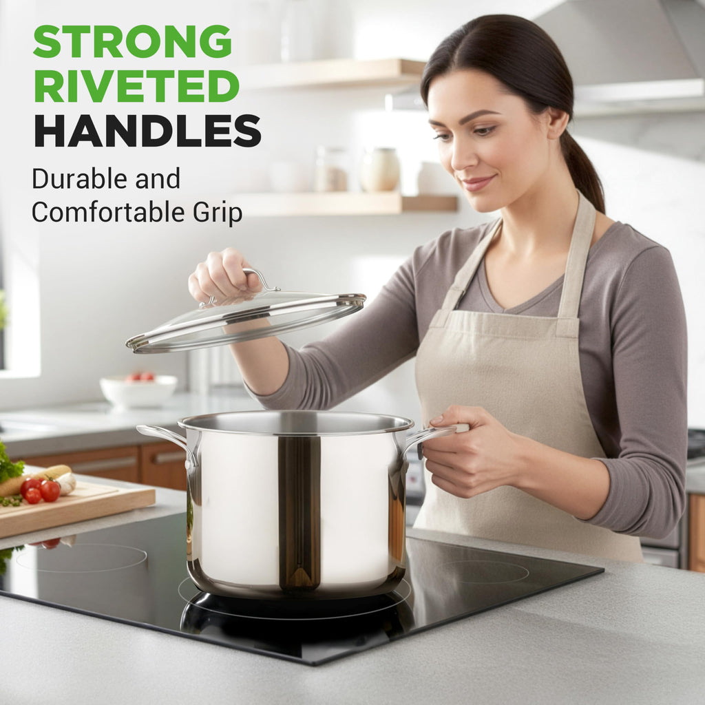 8-Quart Stainless Steel Stock Pot with See-Through Lid C80485