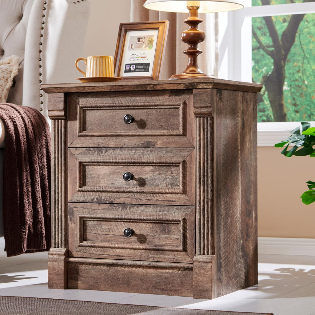 26" Tall 3 Drawer Light Brown Nightstand I39042