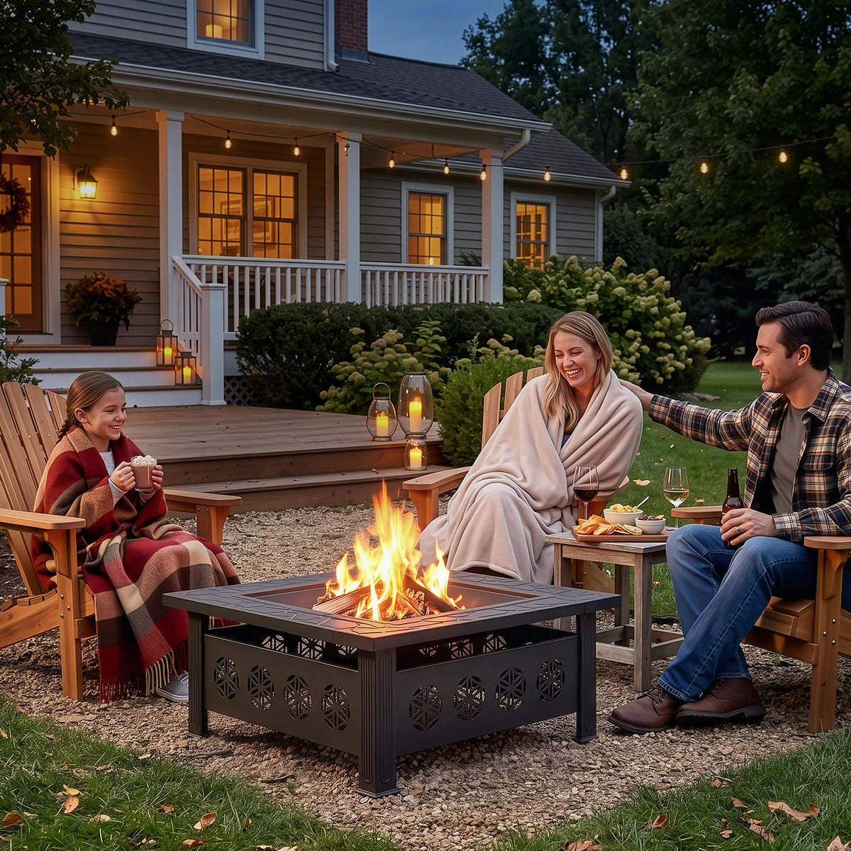 32 Inch Square Wood Burning Fire Pit Table P631