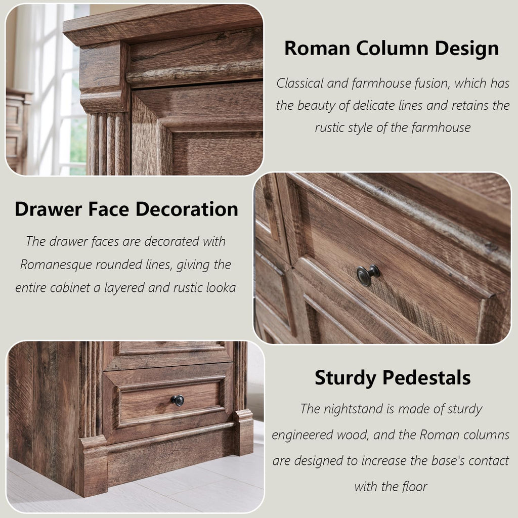 26" Tall 3 Drawer Light Brown Nightstand I39042