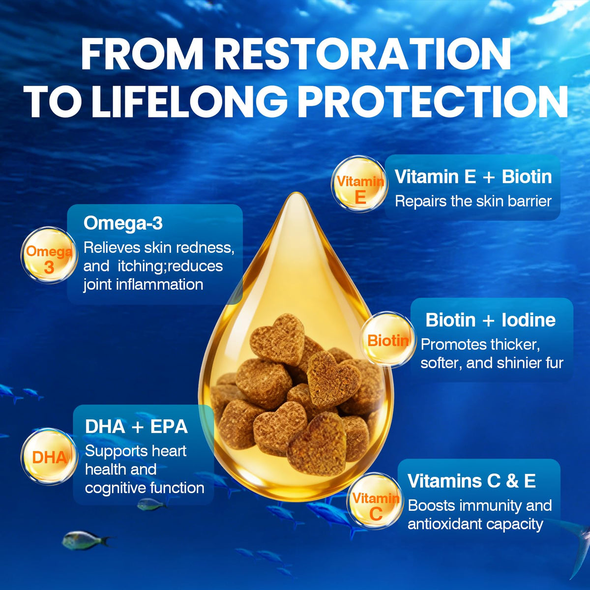 Omega 3 Skin and Coat Dog Supplement 200 Chews Fish Oil C47108