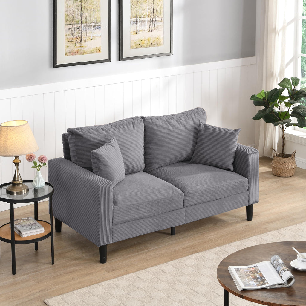 Light Gray 2-Seat Upholstered Loveseat Sofa E62194