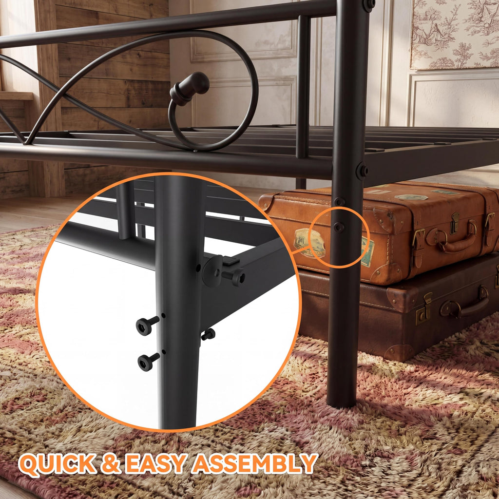 Full Size Metal Platform Bed with Under Storage O2369