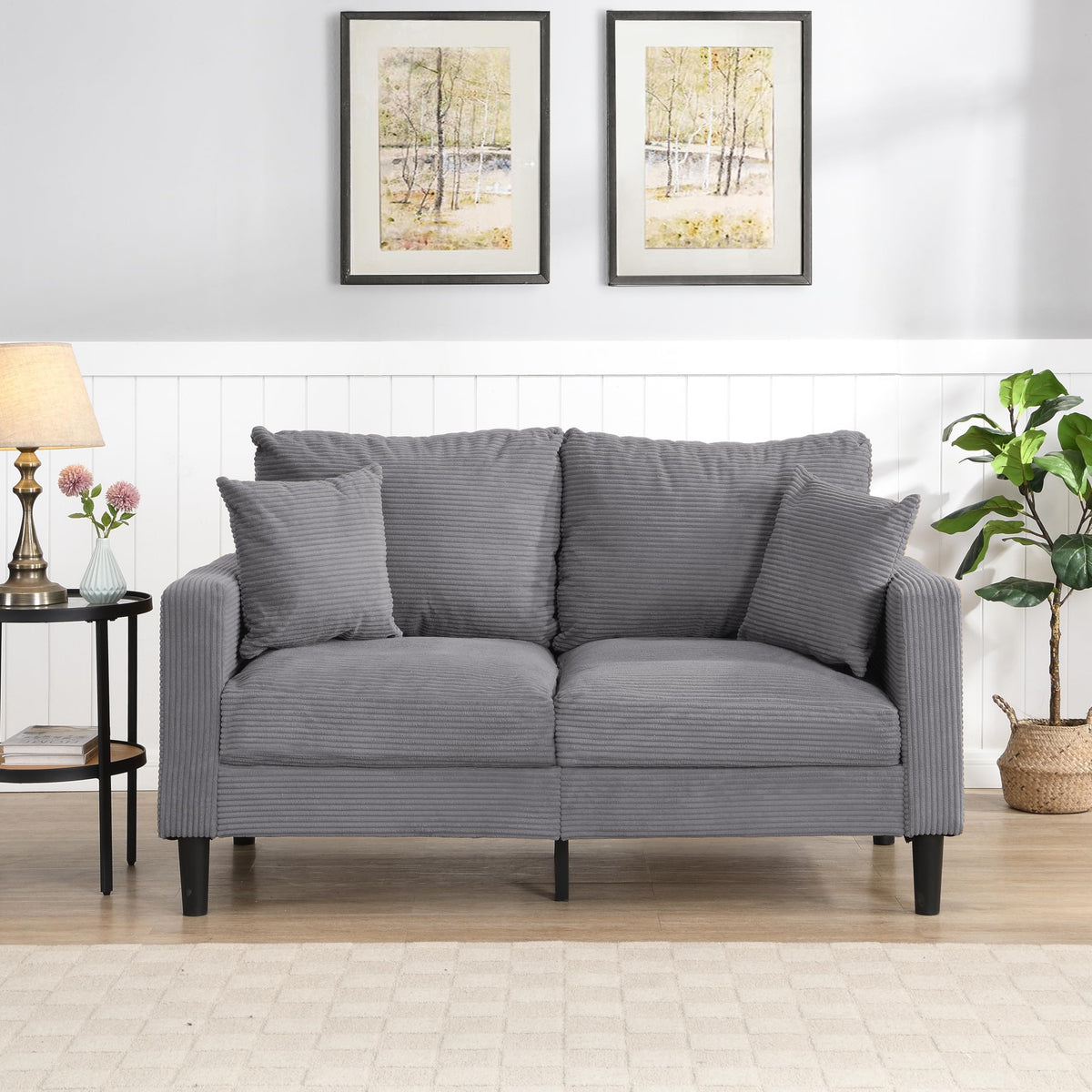 Light Gray 2-Seat Upholstered Loveseat Sofa E62194