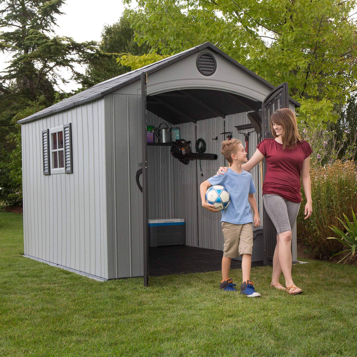 8 x 10 Ft HDPE Storage Shed with Skylight and Window Y65530