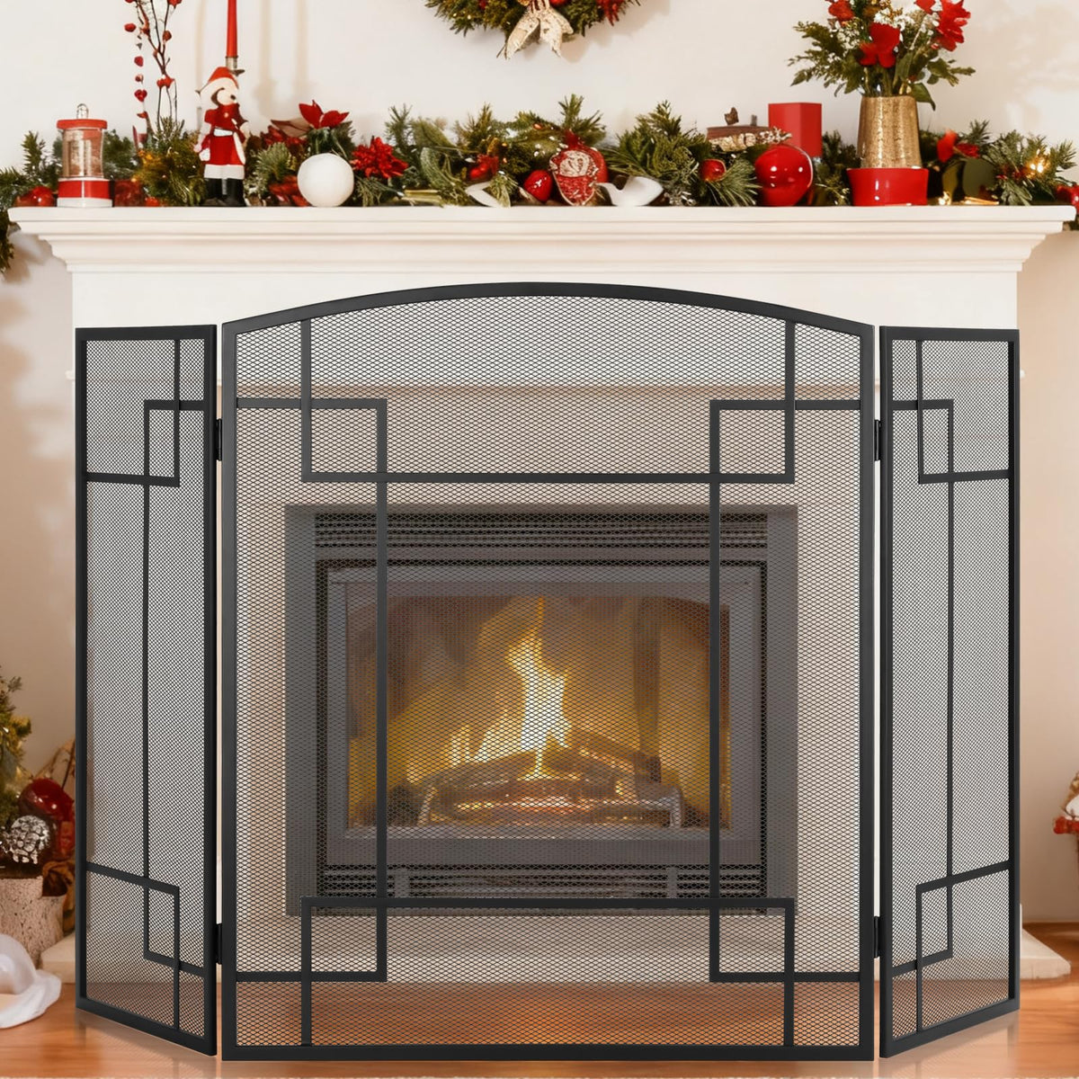 Fireplace Screen 3 Panel Wrought Iron V53015